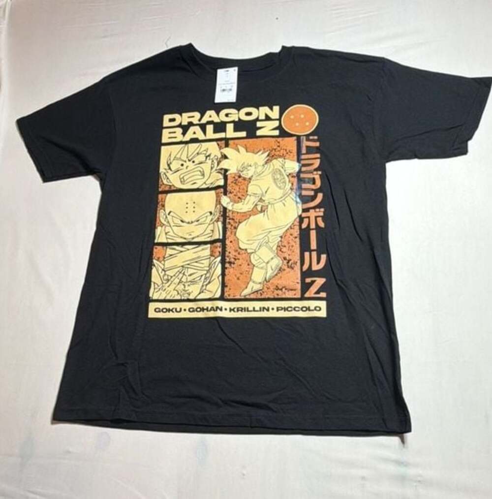Dragon Ball Z Goku Gohan Krillin Piccolo Black Graphic T-Shirt Large